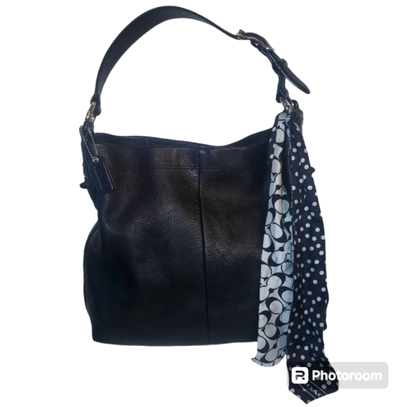 COACH Penelope Hobo Black Pebble Leather Shoulder Bag - Picture 1 of 13